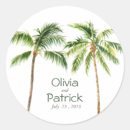 Pegatina Redonda Cuenca de la palma de la jungla tropical