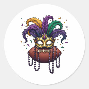 Pegatina Redonda Cuentas de máscara de Mardi Gras Footll 