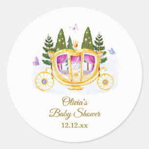 Pegatina Redonda Cuento de hadas del bosque Princesa Carruaje Baby 