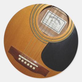 Pegatina Redonda Cuerdas de guitarra acústica atemporales Agujero d