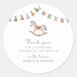 Pegatina Redonda Cuerno de Rocas Acuáticas, Baby Shower