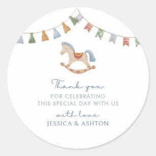 Pegatina Redonda Cuerno de Rocas Acuáticas, Baby Shower