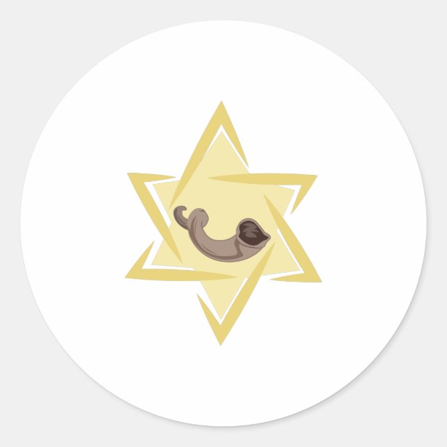 Pegatina Redonda Cuerno de Yom Kippur (Anverso)