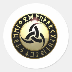 Pegatina Redonda Cuerno triple de Odin