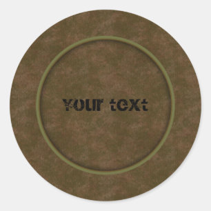 Pegatina Redonda Cuero marrón