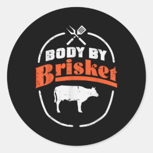 Pegatina Redonda Cuerpo De Brisket Funny Bbq Parrillada De Carne Gr