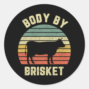 Pegatina Redonda Cuerpo De Brisket Shirt Funny Bbq Byckyard Grill C