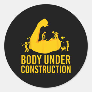 Pegatina Redonda Cuerpo De Construcción De Cuerpo De Gimnasio Graci