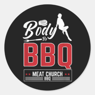 Pegatina Redonda Cuerpo De La Iglesia De La Carne De Bbq Para Una D