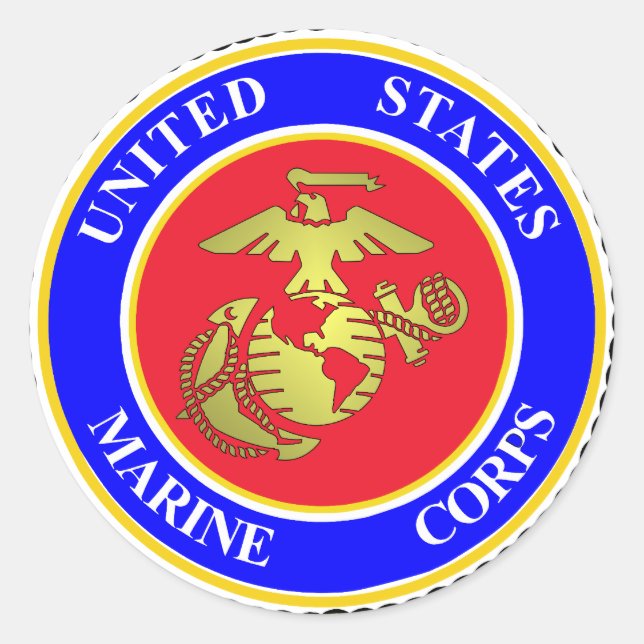 Pegatina Redonda Cuerpo de Marines de los Estados Unidos (Anverso)