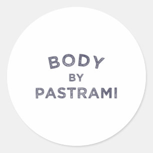 Pegatina Redonda Cuerpo De Pastrami Jewish Deli Bbq Fiesta Brisket