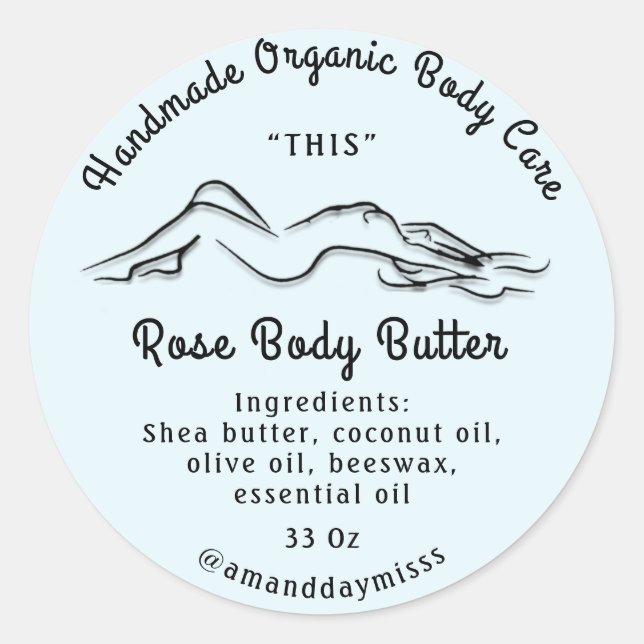 Pegatina Redonda Cuerpo Mantequilla Balm Cuidado Paquetes Blue Past (Anverso)