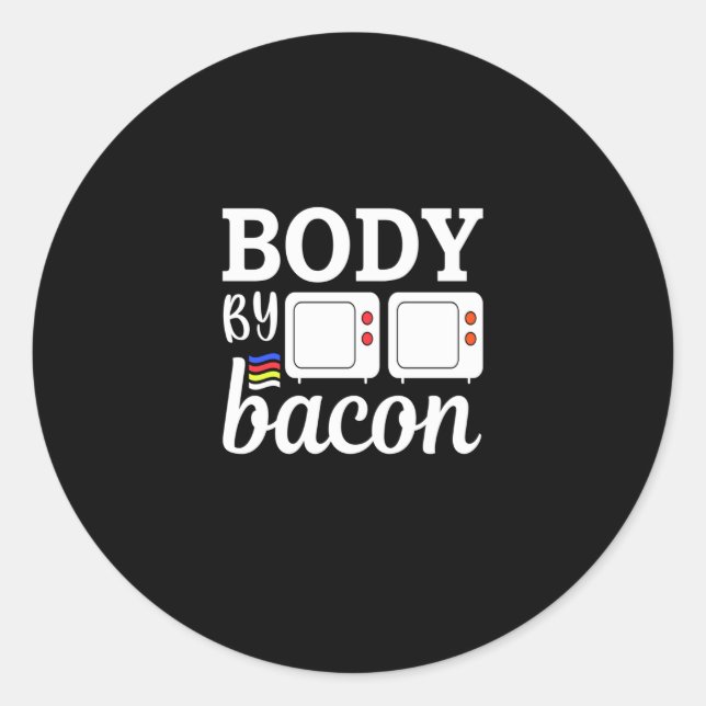 Pegatina Redonda Cuerpo por bacon Essential Funny Bacon Lover (Anverso)