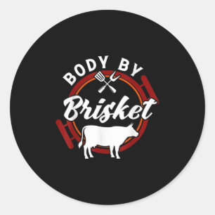 Pegatina Redonda Cuerpo Por Brisket Funny Bbq Smoker Barbecuer Gift