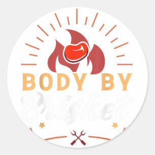Pegatina Redonda Cuerpo Por Brisket Funny Bbq Smoker Barbecuer Gift