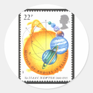 Pegatina Redonda Cuerpos del movimiento de Newton en elipses