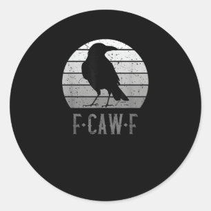 Pegatina Redonda Cuervo Ave F-Caw-F Retro Luna Vintage F-Caw-F