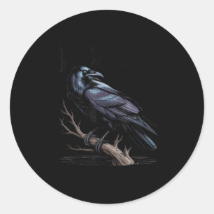 Pegatina Redonda Cuervo, F-Caw-F Pájaro Divertido Cita Divertida