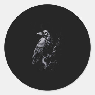 Pegatina Redonda Cuervo, F-Caw-F Pájaro Divertido Clásico Genial