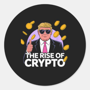 Pegatina Redonda Cuesta El Aumento De Crypto Bitcoin Trump A La Lun