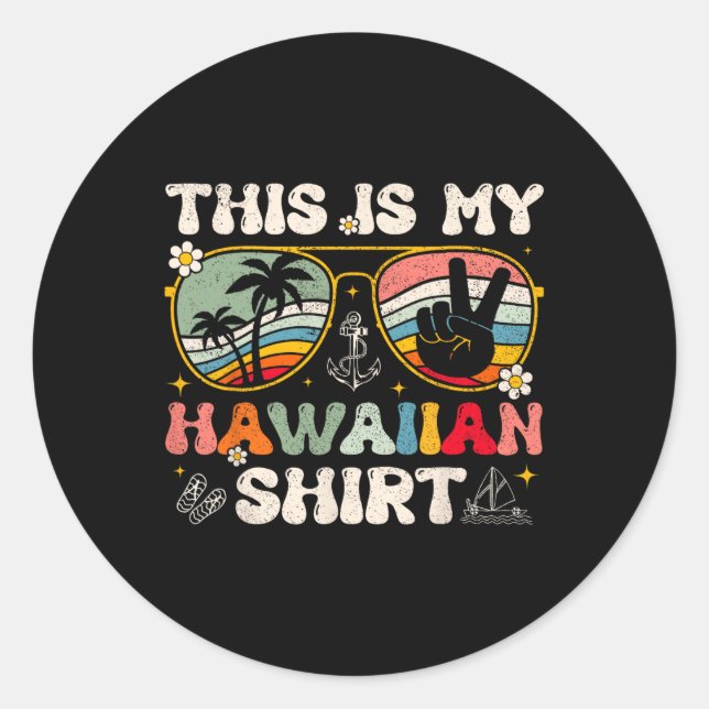 Pegatina Redonda Cuesta, Este Es Mi Perla De Luau Tropical De Hawai (Anverso)