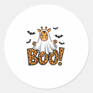 Pegatina Redonda Cuesta Giraffe Boo Halloween Diversión Disstume Zo