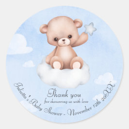 Pegatina Redonda Cuestionable Bearly Baby Shower Gracias Classic