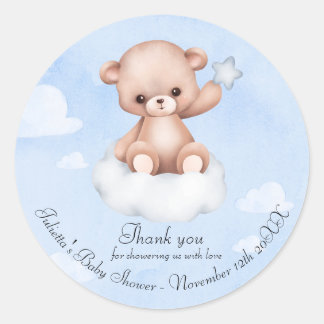 Pegatina Redonda Cuestionable Bearly Baby Shower Gracias Classic