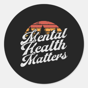 Pegatina Redonda Cuestiones de salud mental - Concienciación sobre