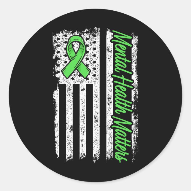 Pegatina Redonda Cuestiones de salud mental Lucha contra el estigma (Anverso)