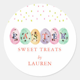 Pegatina Redonda Cuidada acuarela Huevos de Pascua