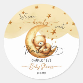 Pegatina Redonda Cuidada Acuarela Oso Durmiente En El Baby Shower D