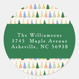 Pegatina Redonda Cuidada dirección de retorno verde rojo del árbol