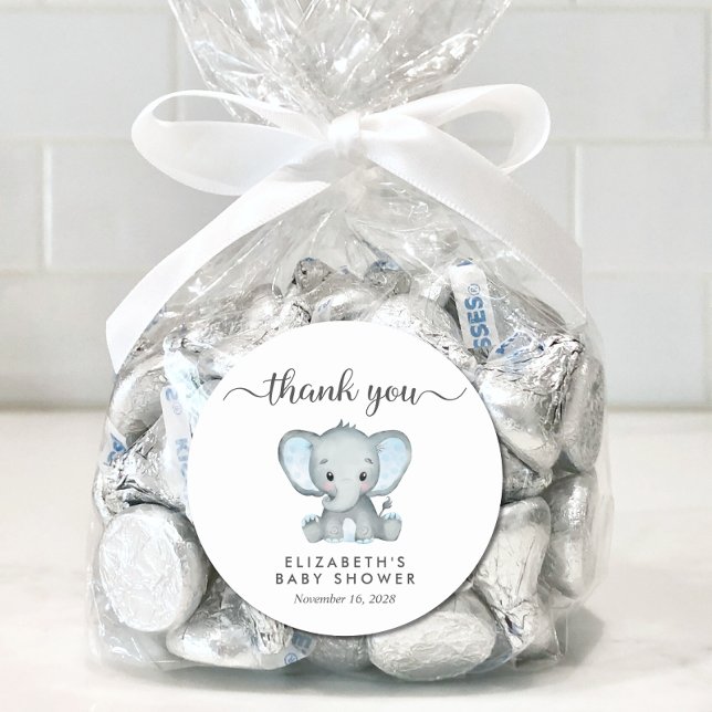 Pegatina Redonda Cuidada elefante bebé niño ducha gracias (Subido por el creador)