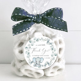 Pegatina Redonda Cuidada elefante bebé niño ducha gracias