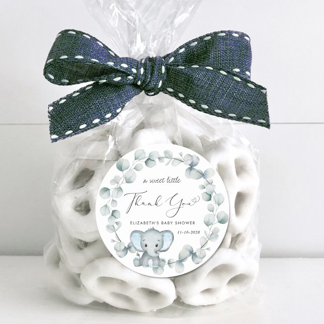 Pegatina Redonda Cuidada elefante bebé niño ducha gracias (Subido por el creador)