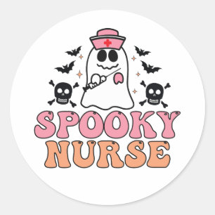 Pegatina Redonda Cuidada enfermera disfraz de Halloween - Elegancia