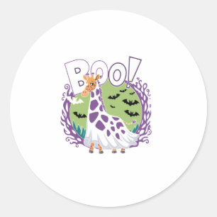 Pegatina Redonda Cuidada Giraffe Boo Fantasma Halloween Disstume Zo