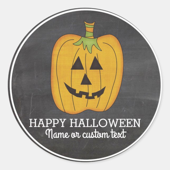 Pegatina Redonda Cuidada Halloween Funny Calabaza Jack O Lantern Pe (Anverso)