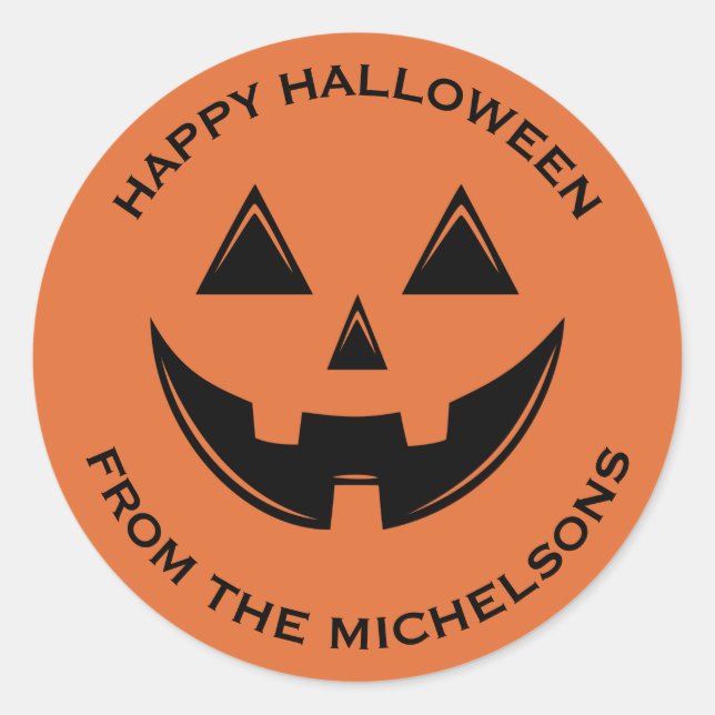 Pegatina Redonda Cuidada Halloween Jack O Lantern Pumpkin (Anverso)
