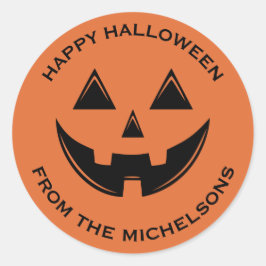 Pegatina Redonda Cuidada Halloween Jack O Lantern Pumpkin