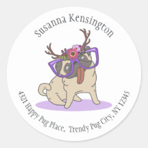 Cuidada Hipster Boho Hippie Pug Big Glass Direcció