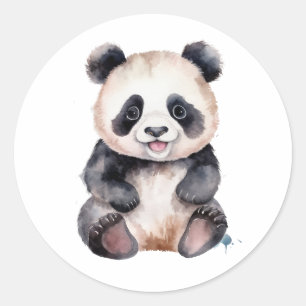 Pegatina Redonda Cuidada panda de bebé