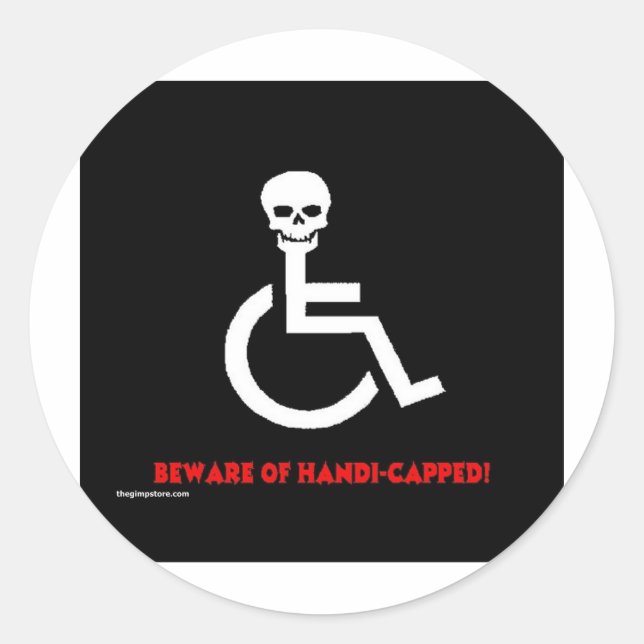 Pegatina Redonda Cuidado (Anverso)