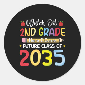 Pegatina Redonda Cuidado 2º Grado Aquí Llego Futura Clase 2035