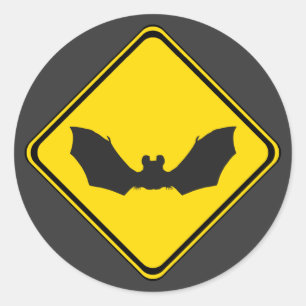 Pegatina Redonda Cuidado: ¡Bats!