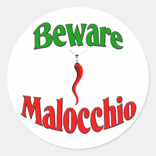 Pegatina Redonda Cuidado Con El Malocchio (Ojo Malvado)