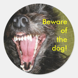 Pegatina Redonda Cuidado con el perro
