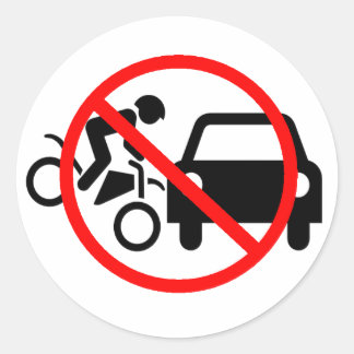 Pegatina Redonda Cuidado Con Las Motocicletas