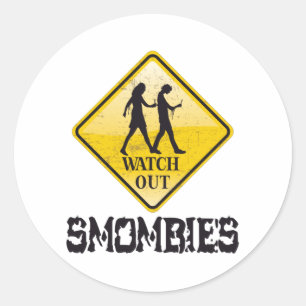 Pegatina Redonda Cuidado con los Smombies